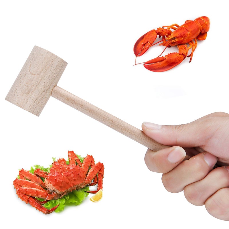Mihey Wood Crab Mallets Seafood Shellfish Lobster Cracker Hardwood Natural Hammers, Set of 4 - Image 2